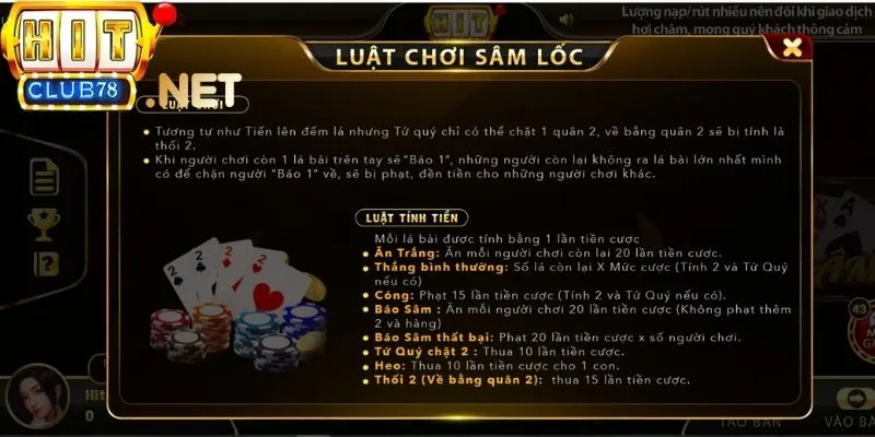 Quy luật cơ bản chơi sâm lốc Hitclub cho tân thủ